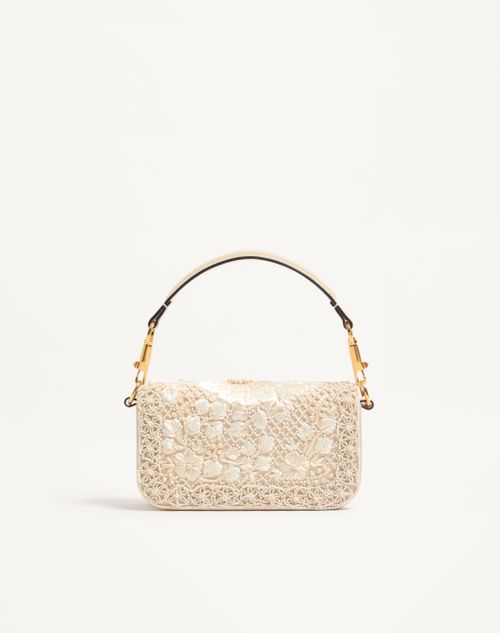 Valentino Garavani - Valentino Garavani Locò Small Embroidered Shoulder Bag With Jewel Logo - Butter - Woman - Shoulder Bags